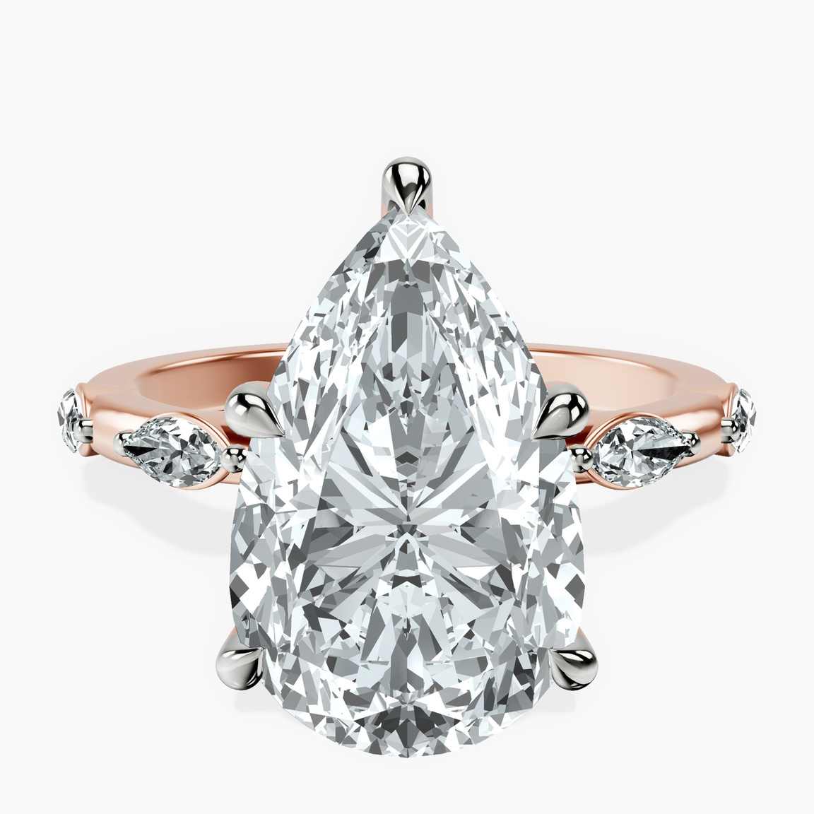 10kt Rose Gold Sheryl Marquise Side Stone Lab Diamond Ring front image
