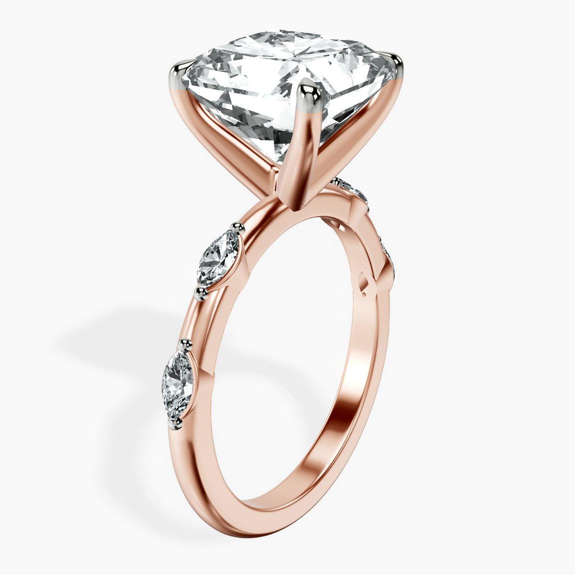 14kt Rose Gold Sheryl Marquise Side Stone Lab Diamond Ring standing product image one