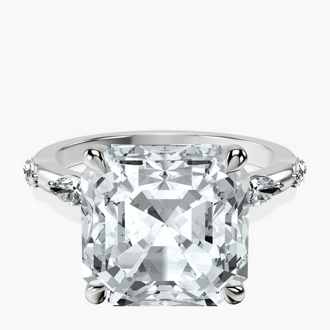 14kt White Gold Sheryl Marquise Side Stone Lab Diamond Ring front image