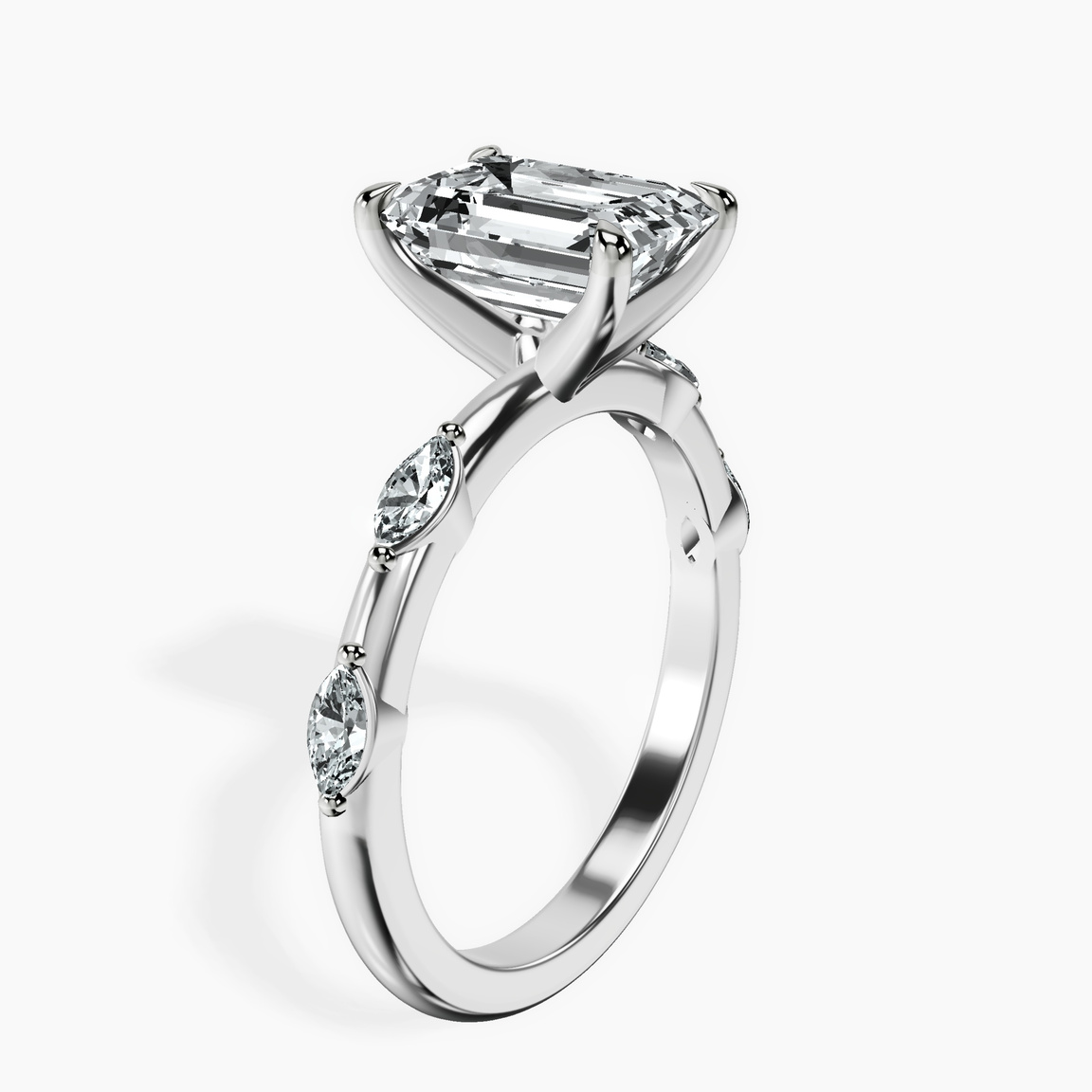 Platinum Sheryl Marquise Side Stone Lab Diamond Ring standing product image one