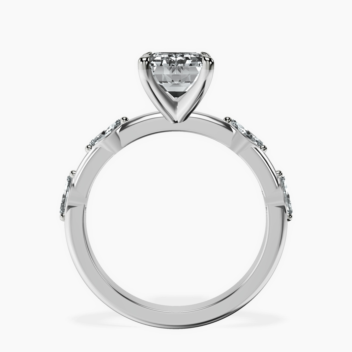 Platinum Sheryl Marquise Side Stone Lab Diamond Ring side right image one