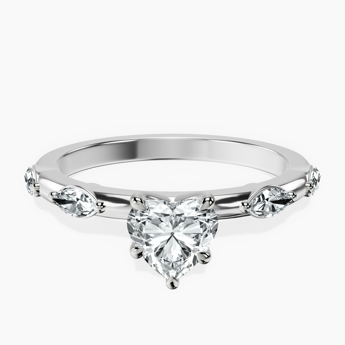 14kt White Gold Sheryl Marquise Side Stone Lab Diamond Ring front image