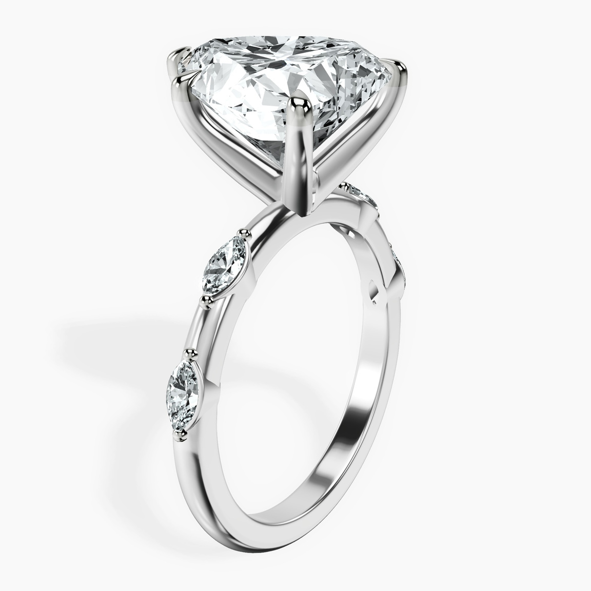 Platinum Sheryl Marquise Side Stone Lab Diamond Ring standing product image one
