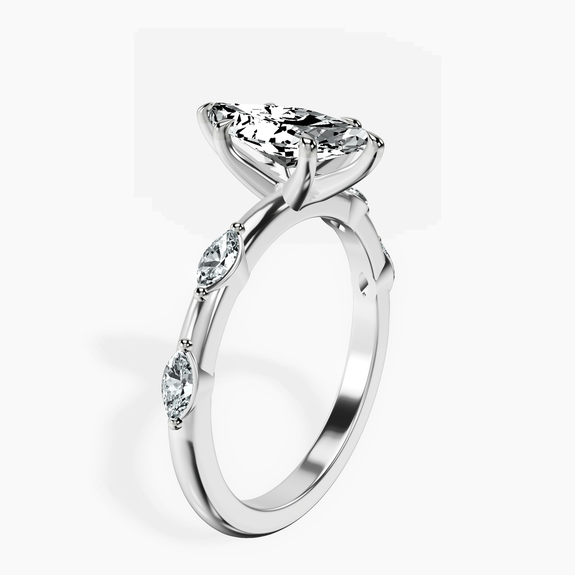Platinum Sheryl Marquise Side Stone Lab Diamond Ring standing product image one