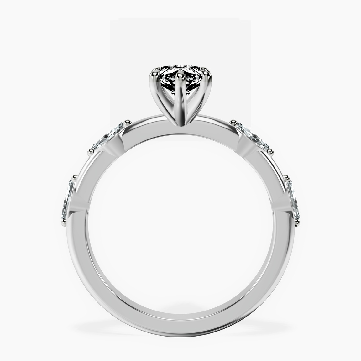 Platinum Sheryl Marquise Side Stone Lab Diamond Ring side right image one