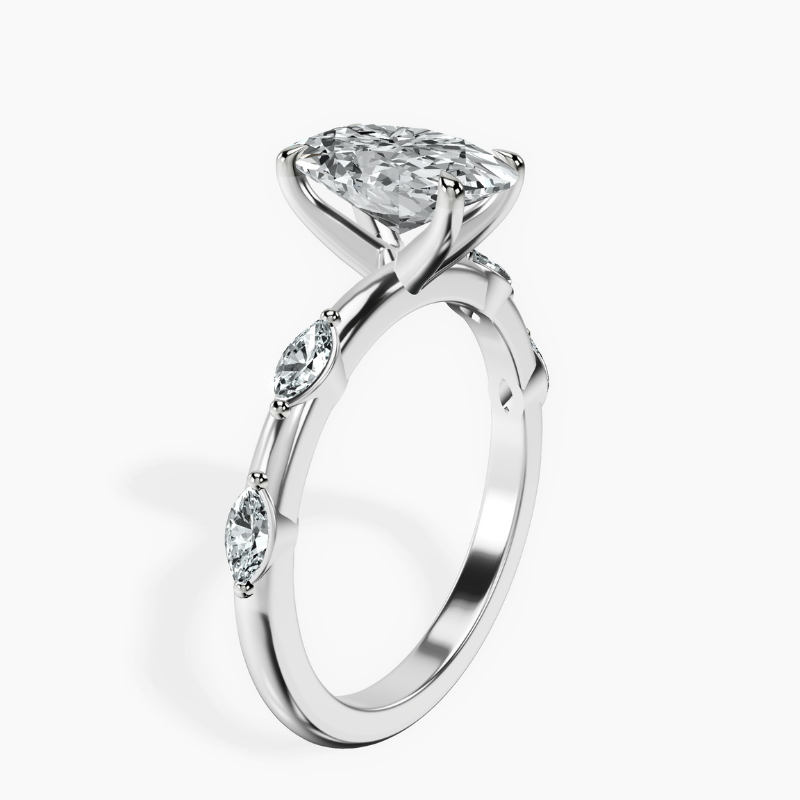 Platinum Sheryl Marquise Side Stone Lab Diamond Ring standing product image one
