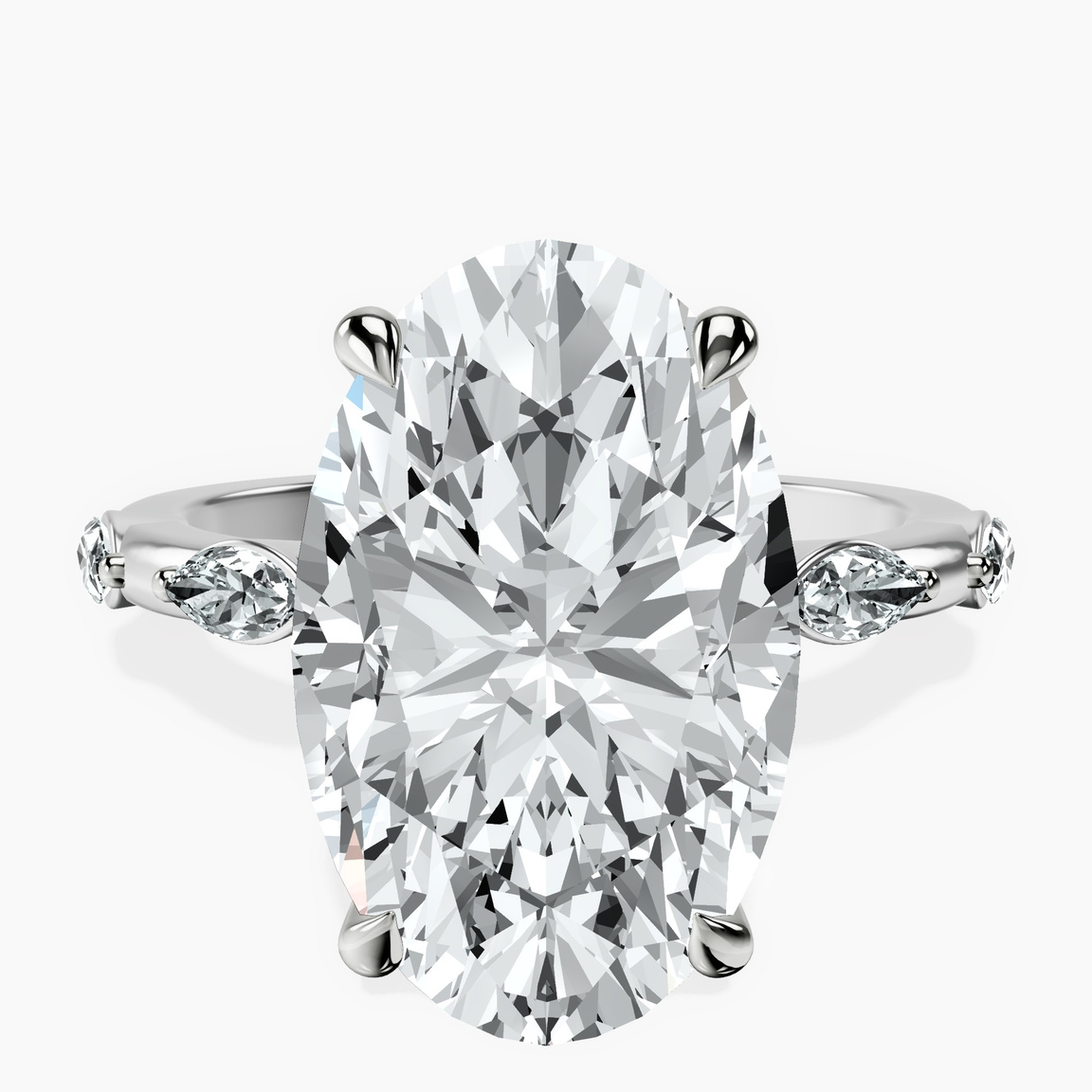Platinum Sheryl Marquise Side Stone Lab Diamond Ring front image