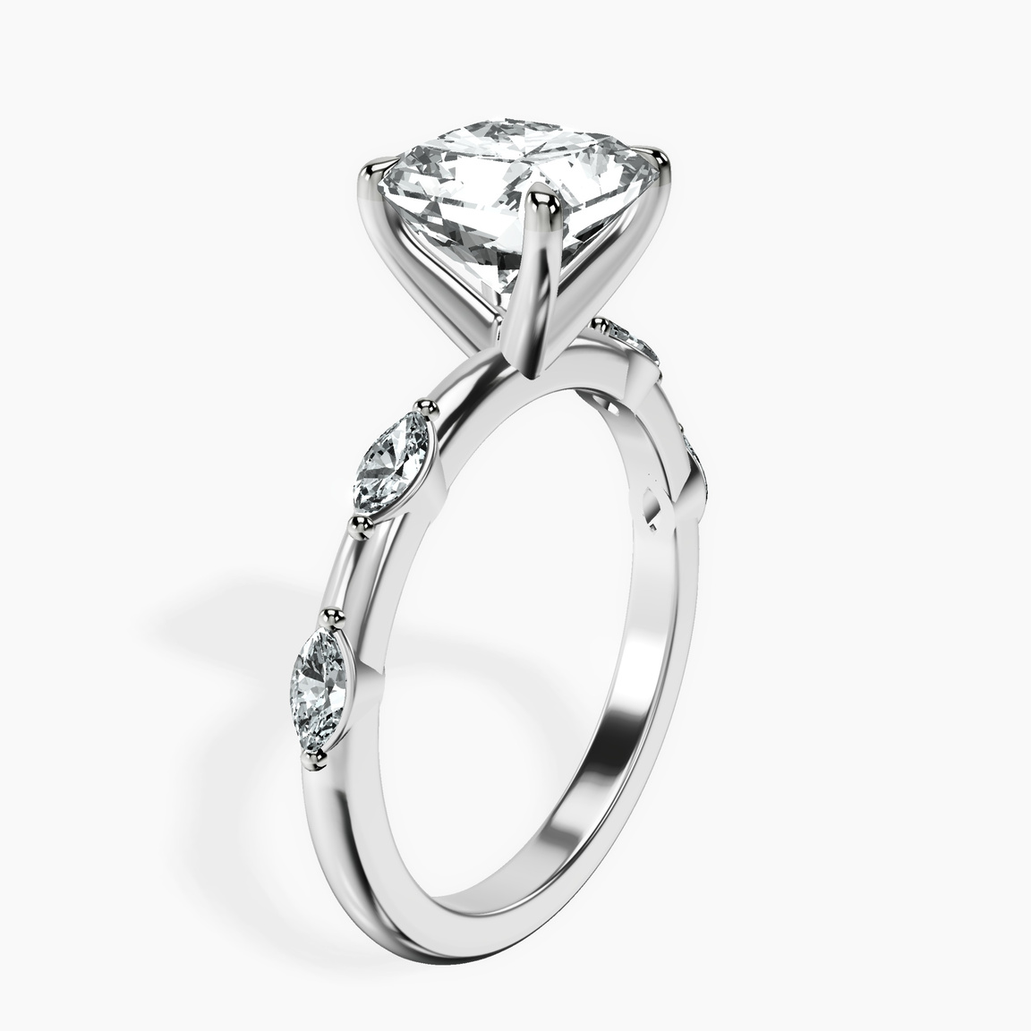 Platinum Sheryl Marquise Side Stone Lab Diamond Ring standing product image one