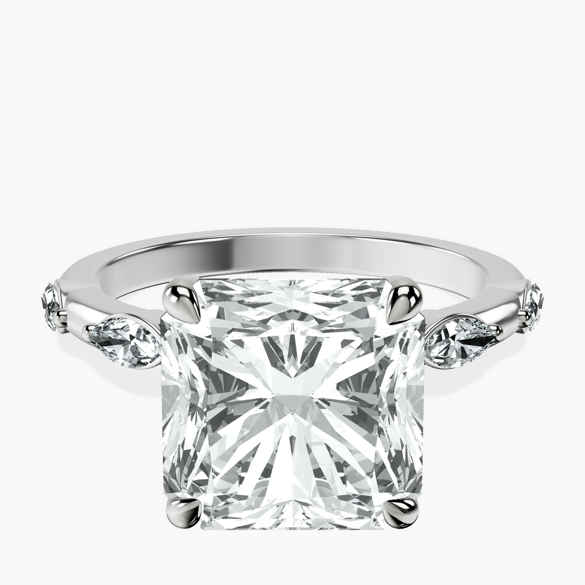 Platinum Sheryl Marquise Side Stone Lab Diamond Ring front image