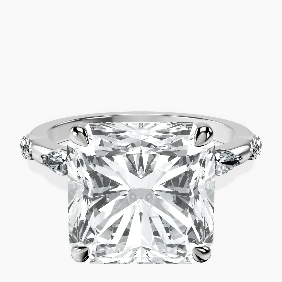 Platinum Sheryl Marquise Side Stone Lab Diamond Ring front image