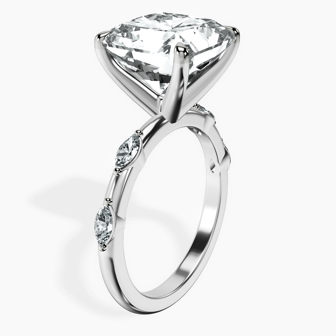 Platinum Sheryl Marquise Side Stone Lab Diamond Ring standing product image one