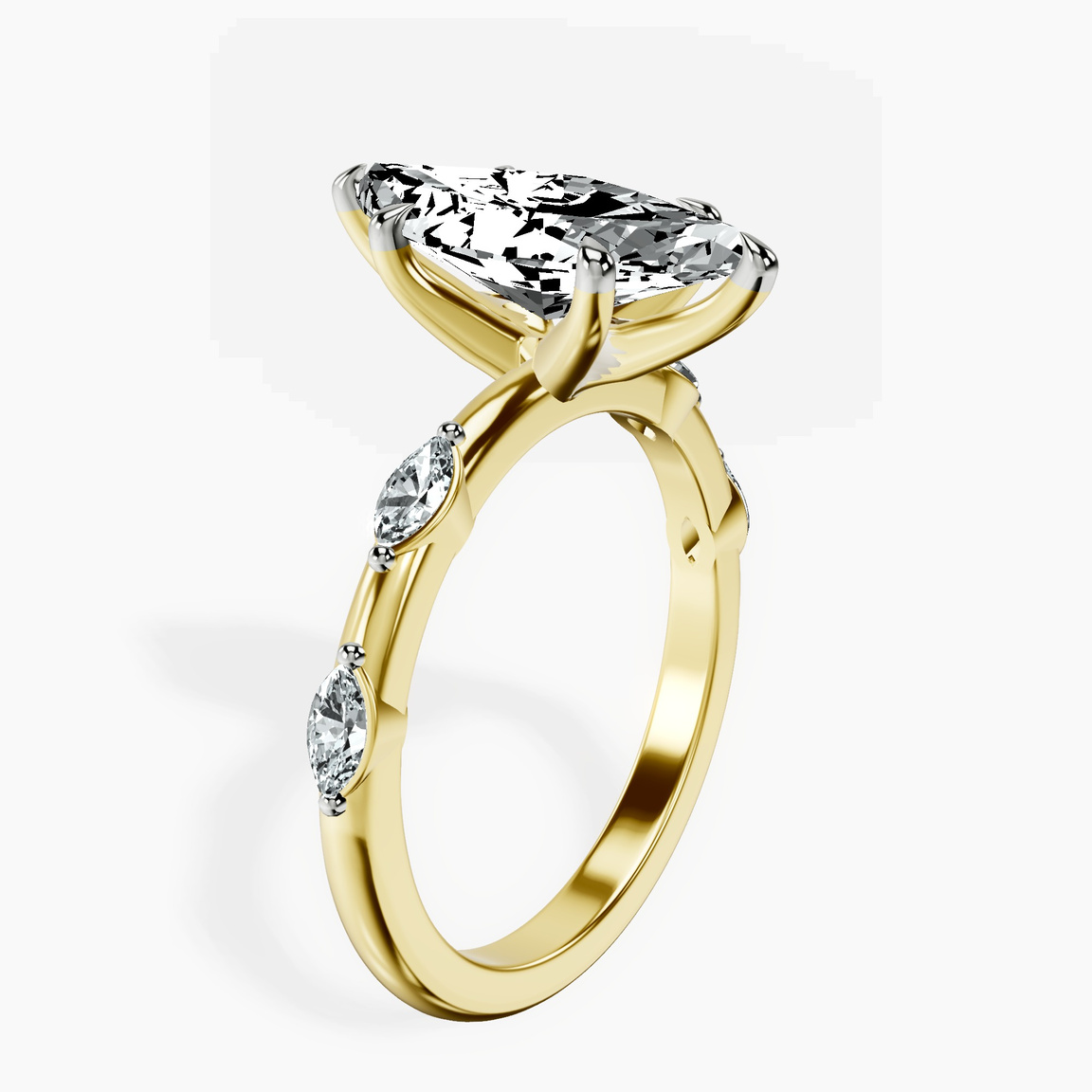 10kt Yellow Gold Sheryl Marquise Side Stone Lab Diamond Ring standing product image one