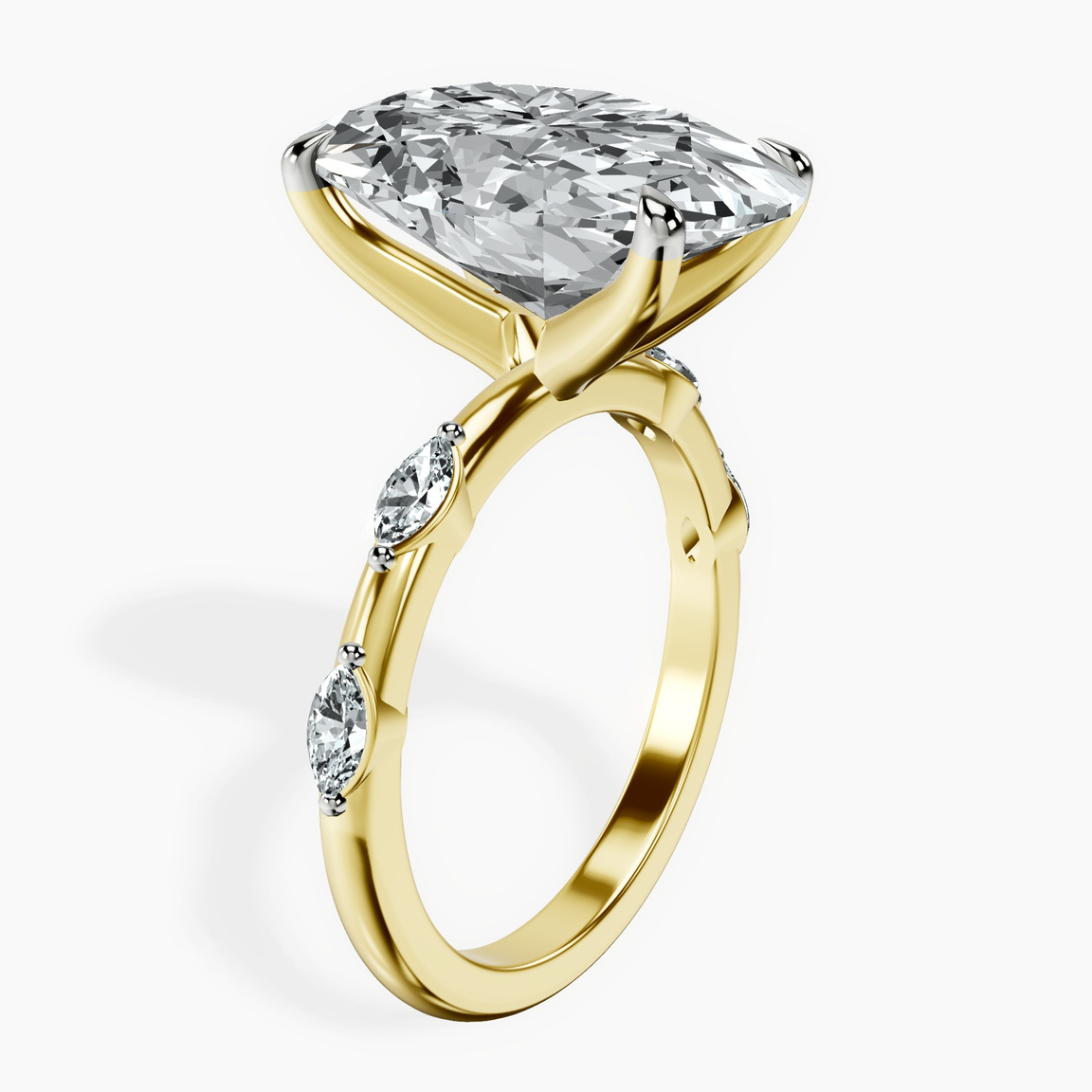 18kt Yellow Gold Sheryl Marquise Side Stone Lab Diamond Ring standing product image one