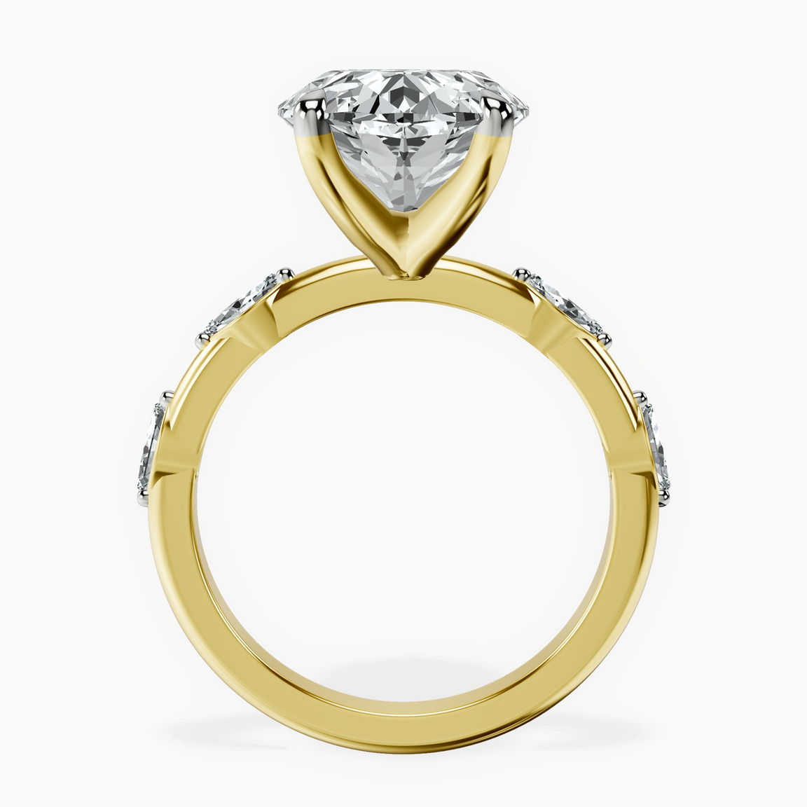18kt Yellow Gold Sheryl Marquise Side Stone Lab Diamond Ring side right image one