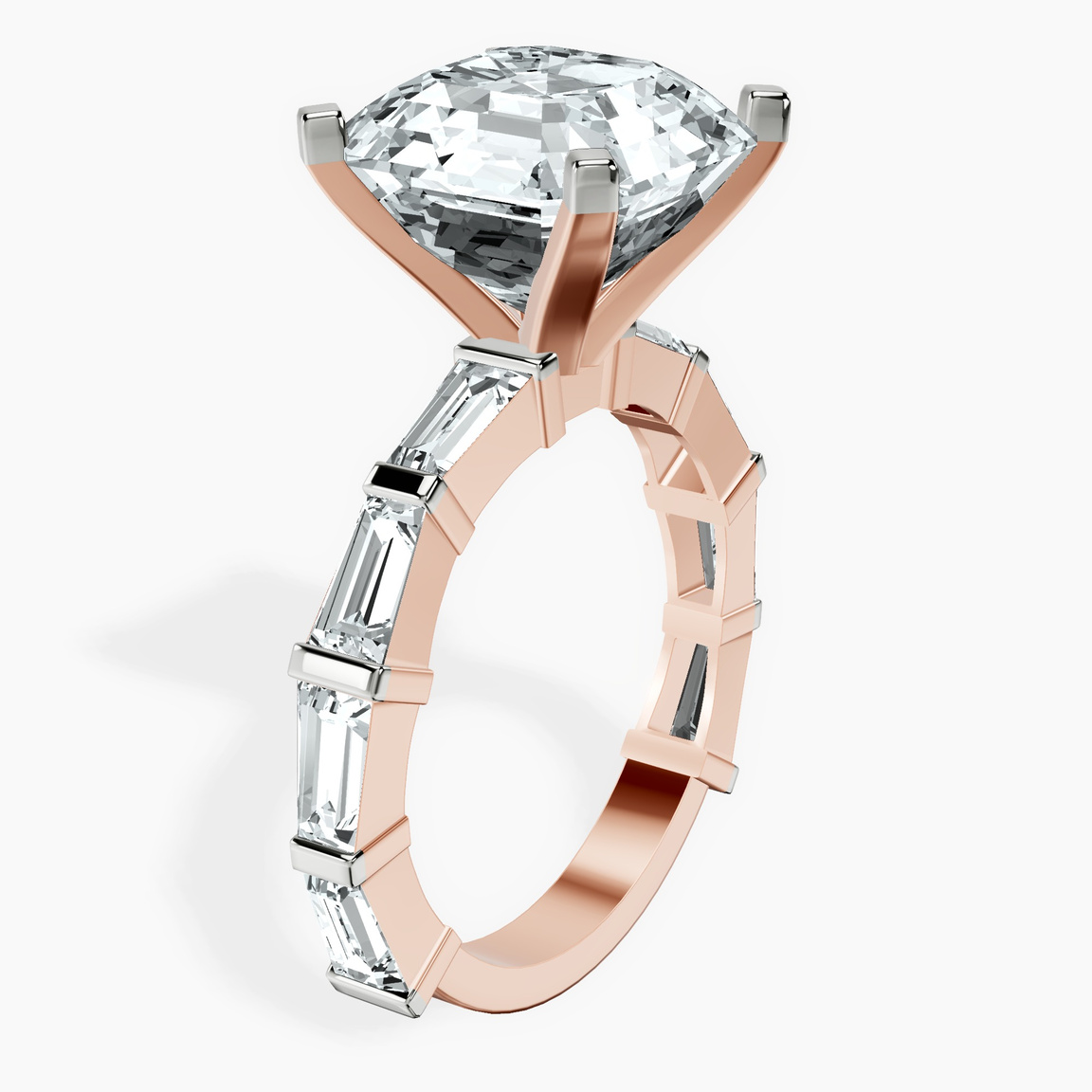 14kt Rose Gold Gizele Tapered Side Stone Lab Diamond Ring standing product image one