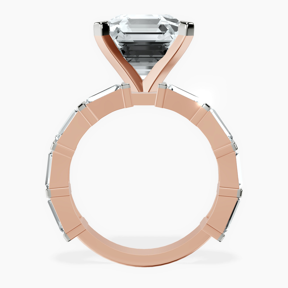 14kt Rose Gold Gizele Tapered Side Stone Lab Diamond Ring side right image one