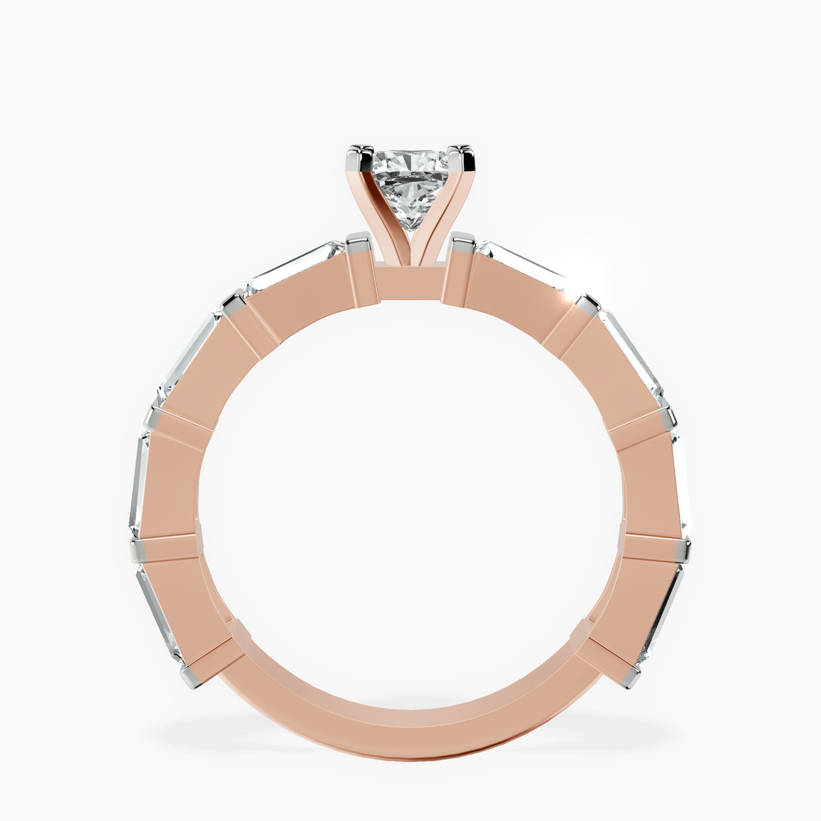 10kt Rose Gold Gizele Tapered Side Stone Lab Diamond Ring side right image one