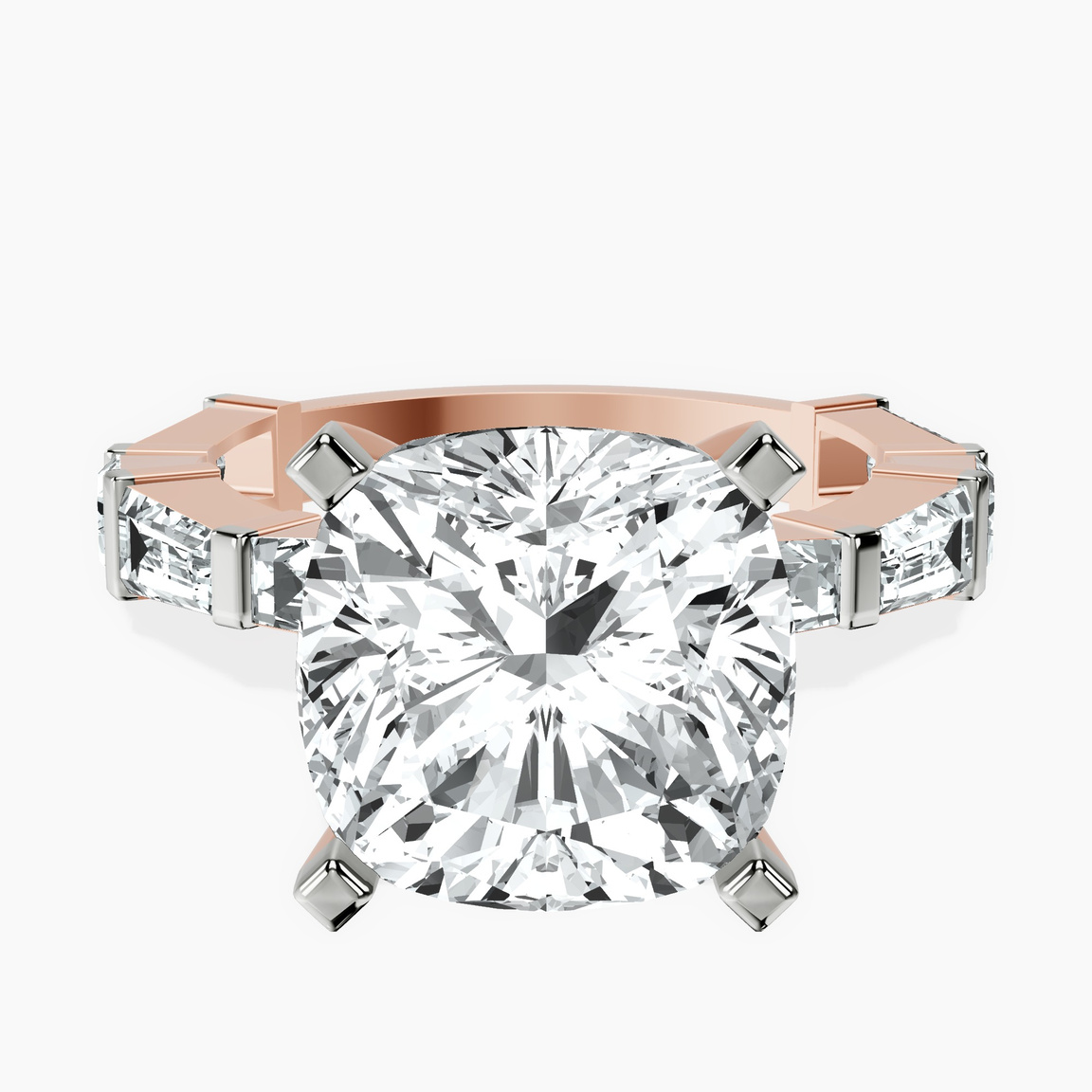 10kt Rose Gold Gizele Tapered Side Stone Lab Diamond Ring front image