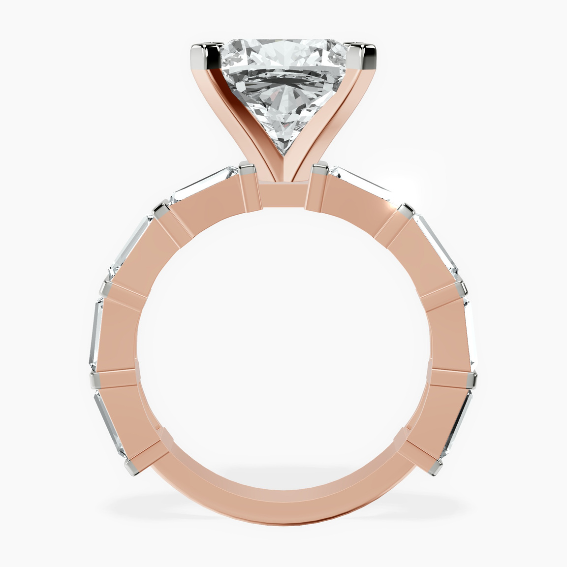 10kt Rose Gold Gizele Tapered Side Stone Lab Diamond Ring side right image one