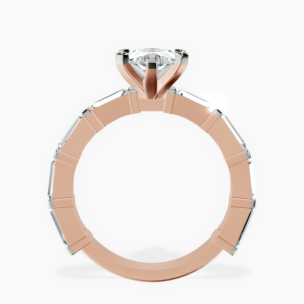 18kt Rose Gold Gizele Tapered Side Stone Lab Diamond Ring side right image one