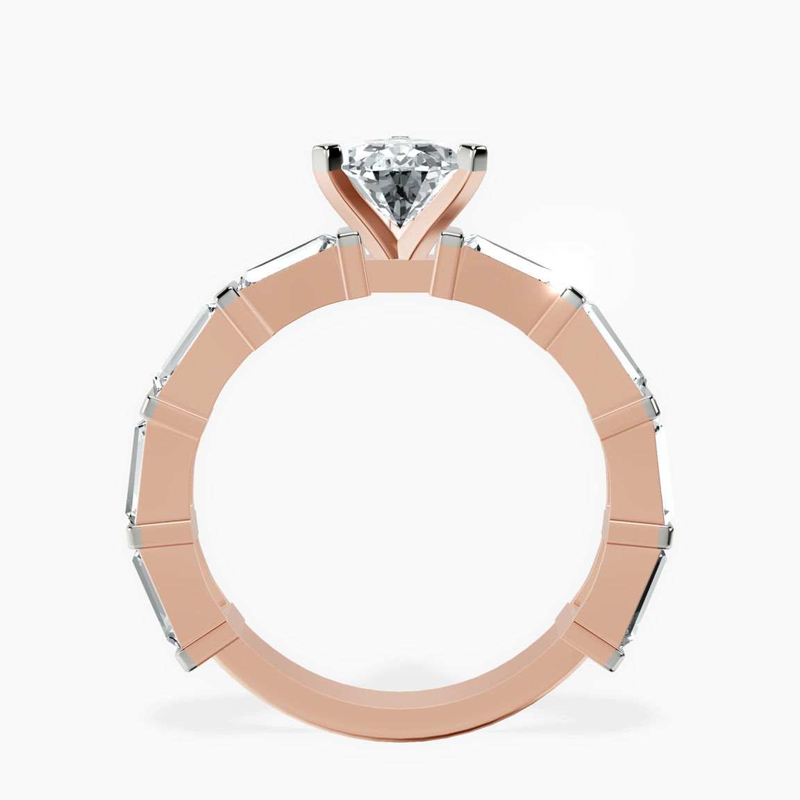 14kt Rose Gold Gizele Tapered Side Stone Lab Diamond Ring side right image one