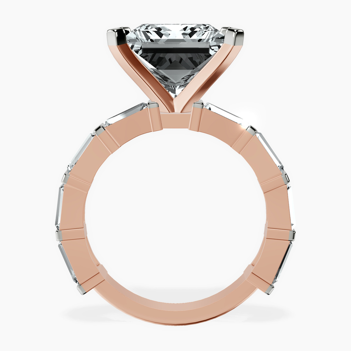 18kt Rose Gold Gizele Tapered Side Stone Lab Diamond Ring side right image one