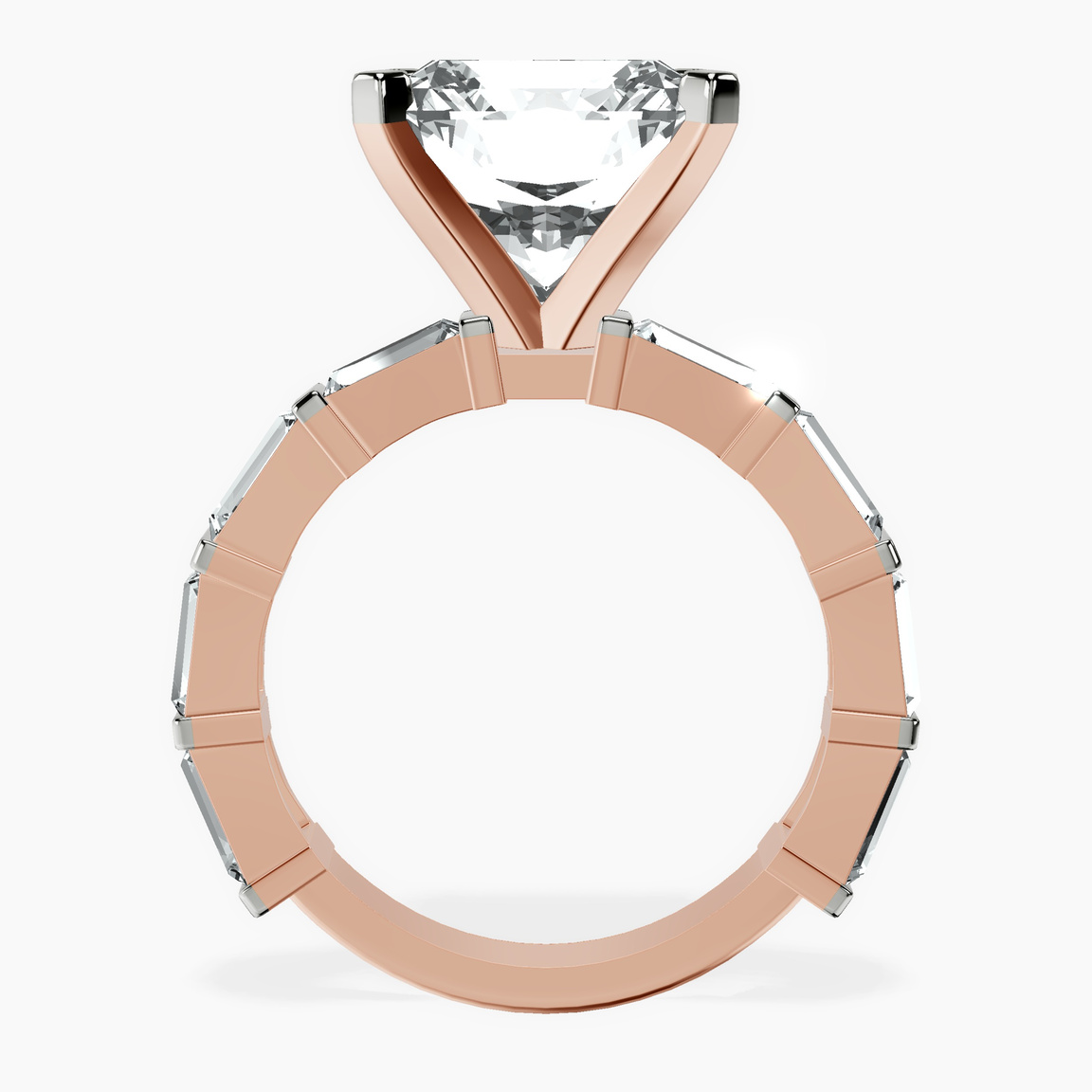 10kt Rose Gold Gizele Tapered Side Stone Lab Diamond Ring side right image one
