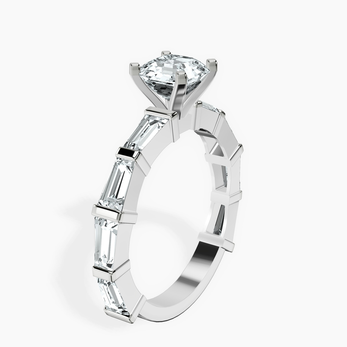 10kt White Gold Gizele Tapered Side Stone Lab Diamond Ring standing product image one