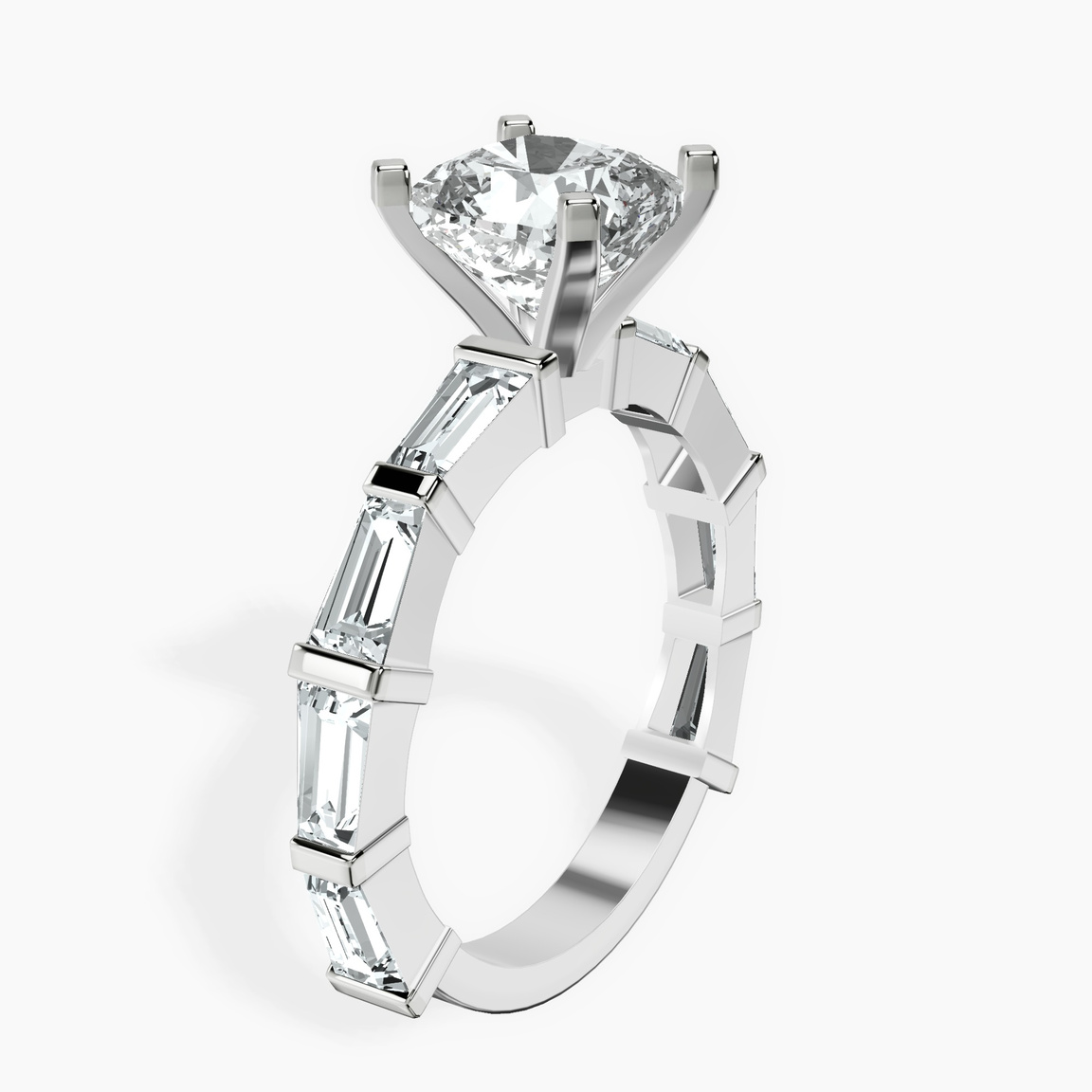 Platinum Gizele Tapered Side Stone Lab Diamond Ring standing product image one