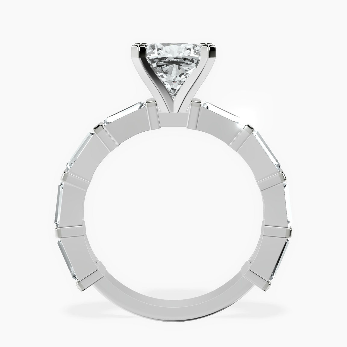 Platinum Gizele Tapered Side Stone Lab Diamond Ring side right image one