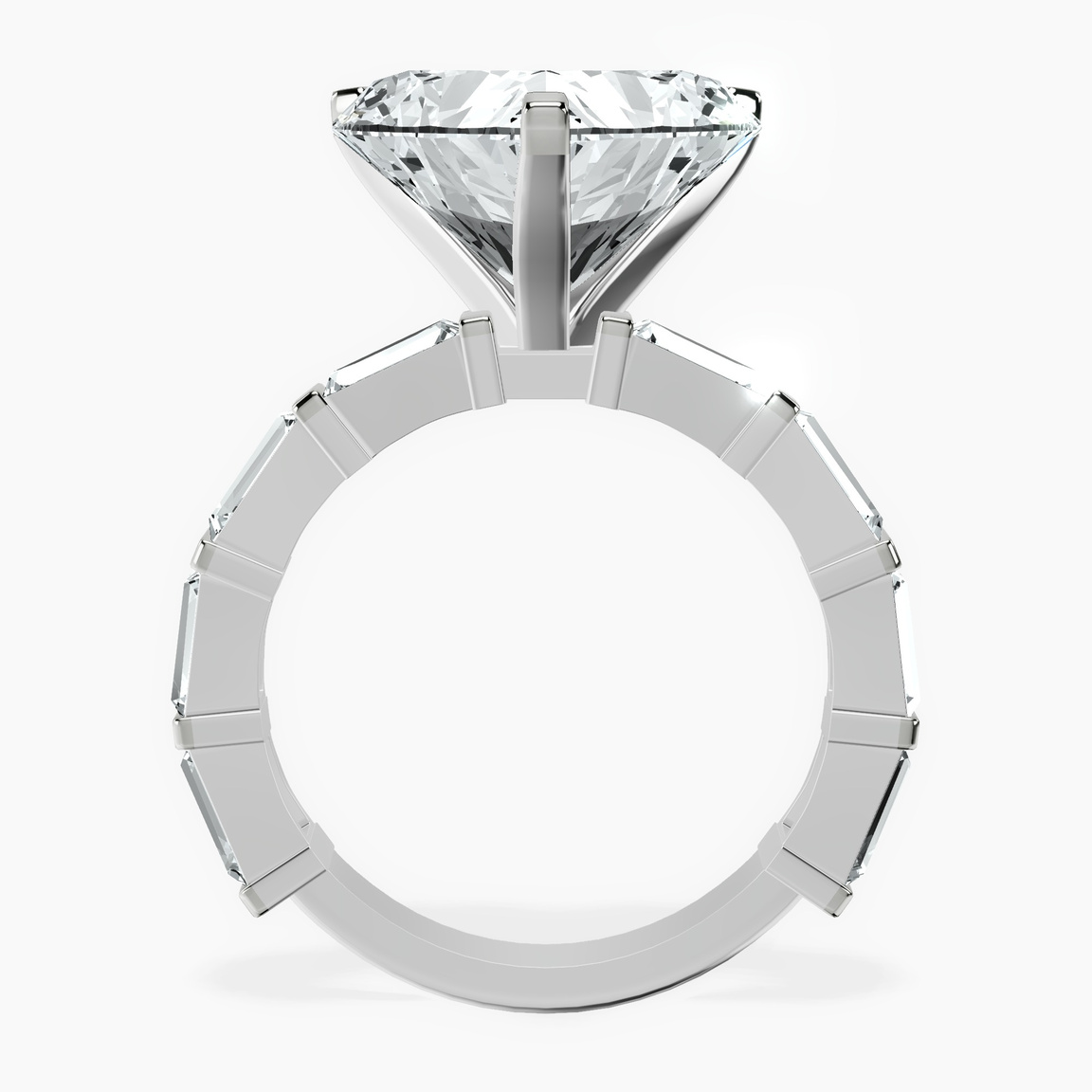 10kt White Gold Gizele Tapered Side Stone Lab Diamond Ring side right image one
