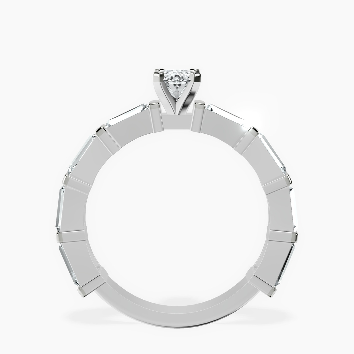 10kt White Gold Gizele Tapered Side Stone Lab Diamond Ring side right image one