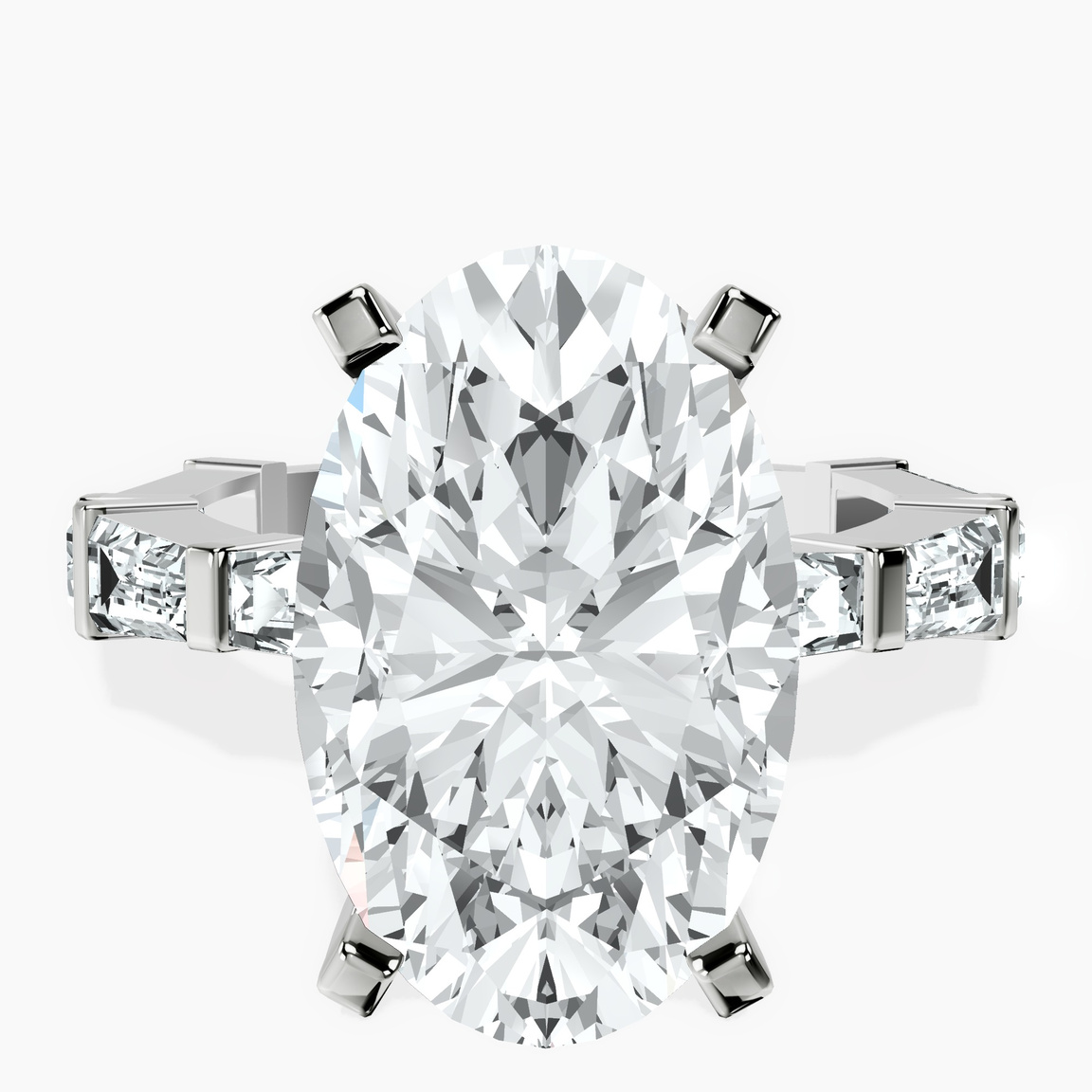 Platinum Gizele Tapered Side Stone Lab Diamond Ring front image