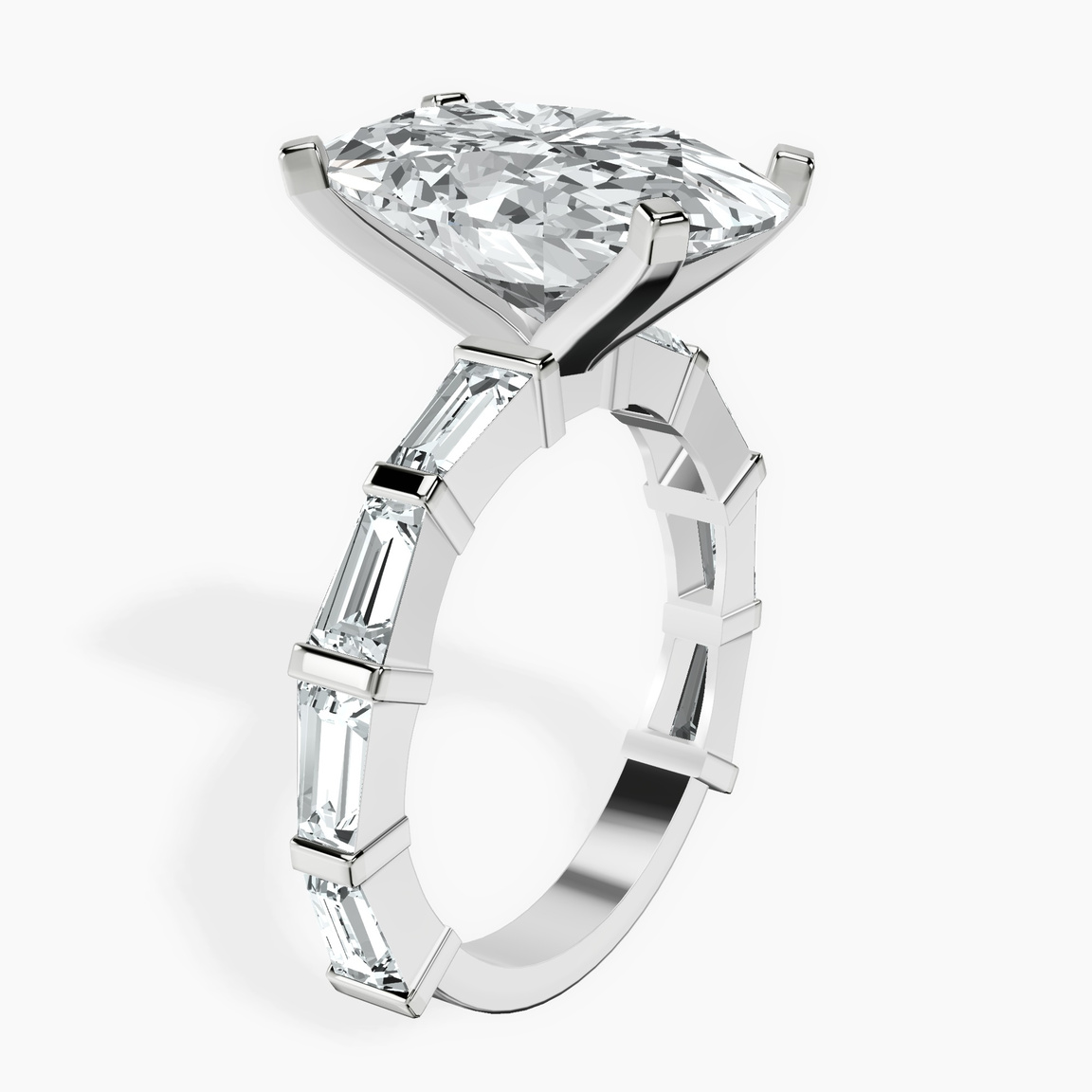 Platinum Gizele Tapered Side Stone Lab Diamond Ring standing product image one
