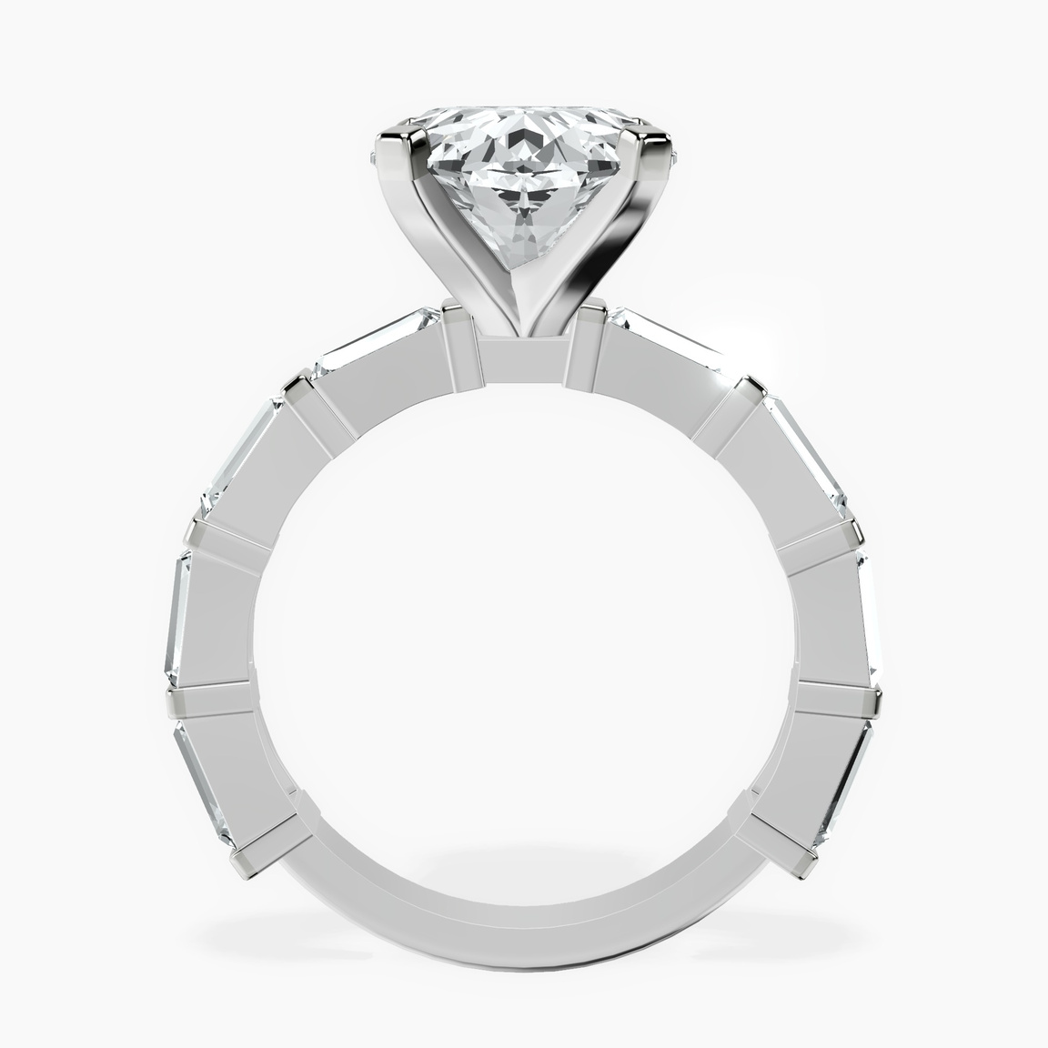 Platinum Gizele Tapered Side Stone Lab Diamond Ring side right image one