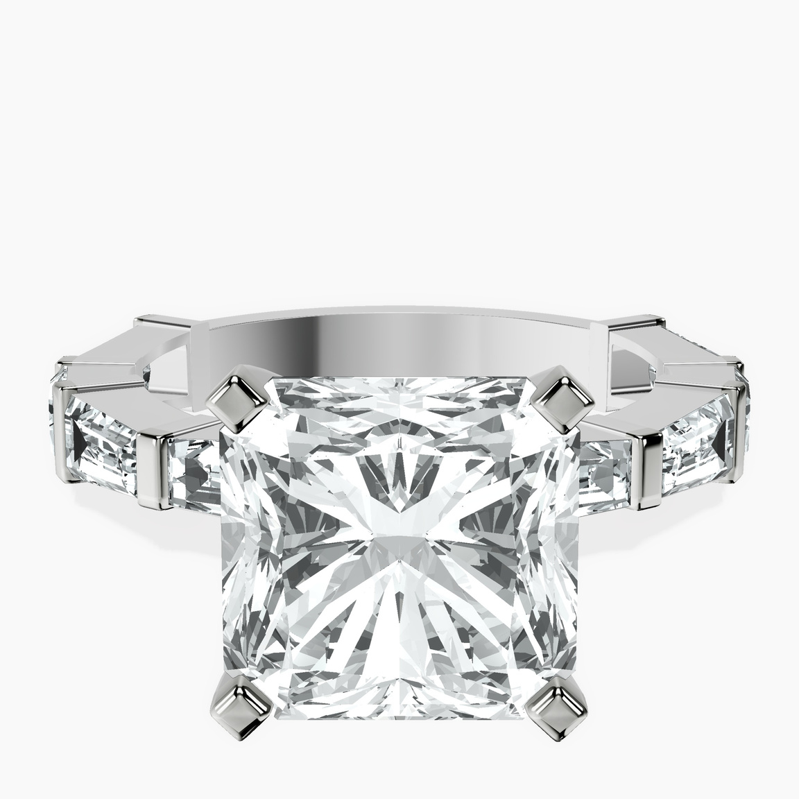 Platinum Gizele Tapered Side Stone Lab Diamond Ring front image