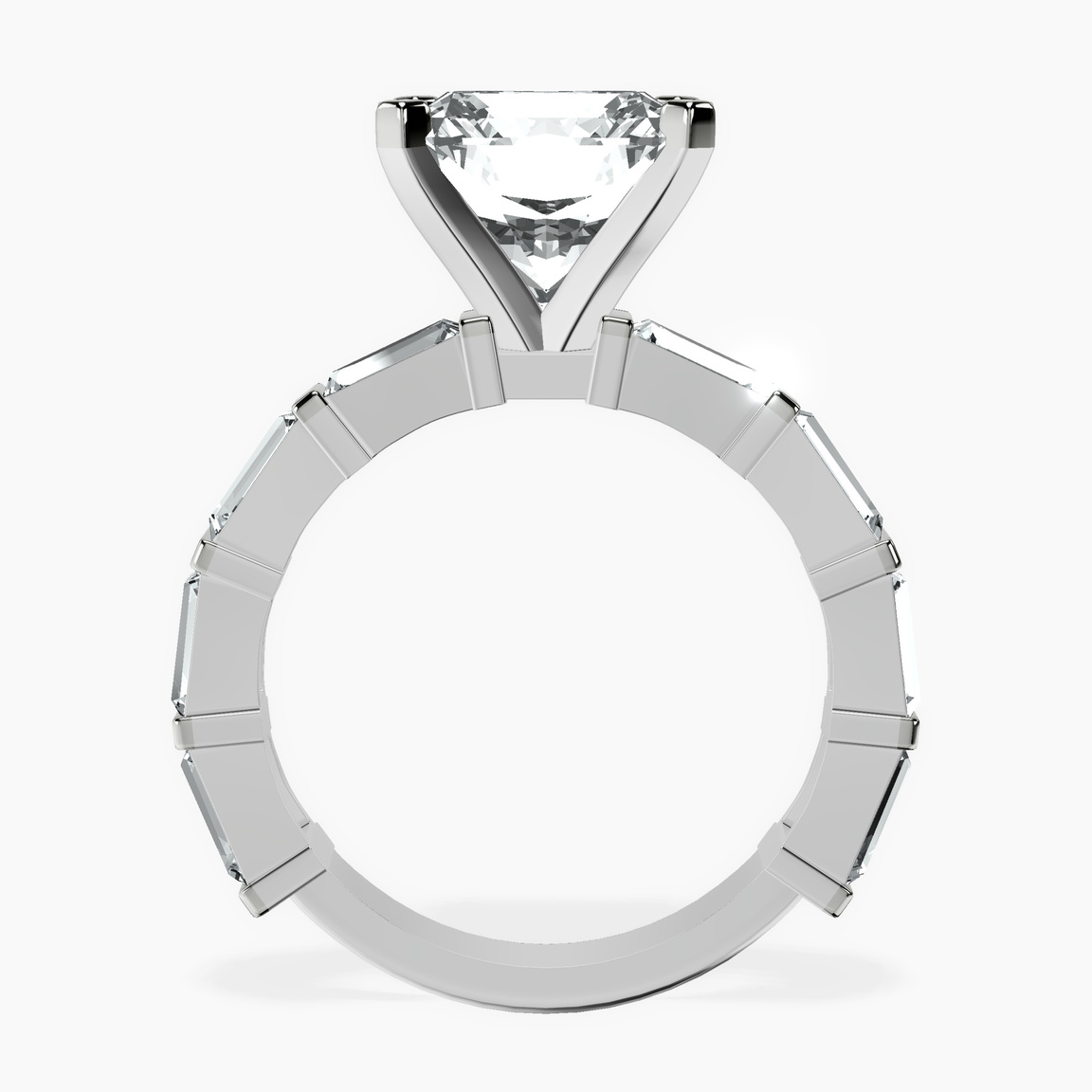 Platinum Gizele Tapered Side Stone Lab Diamond Ring side right image one