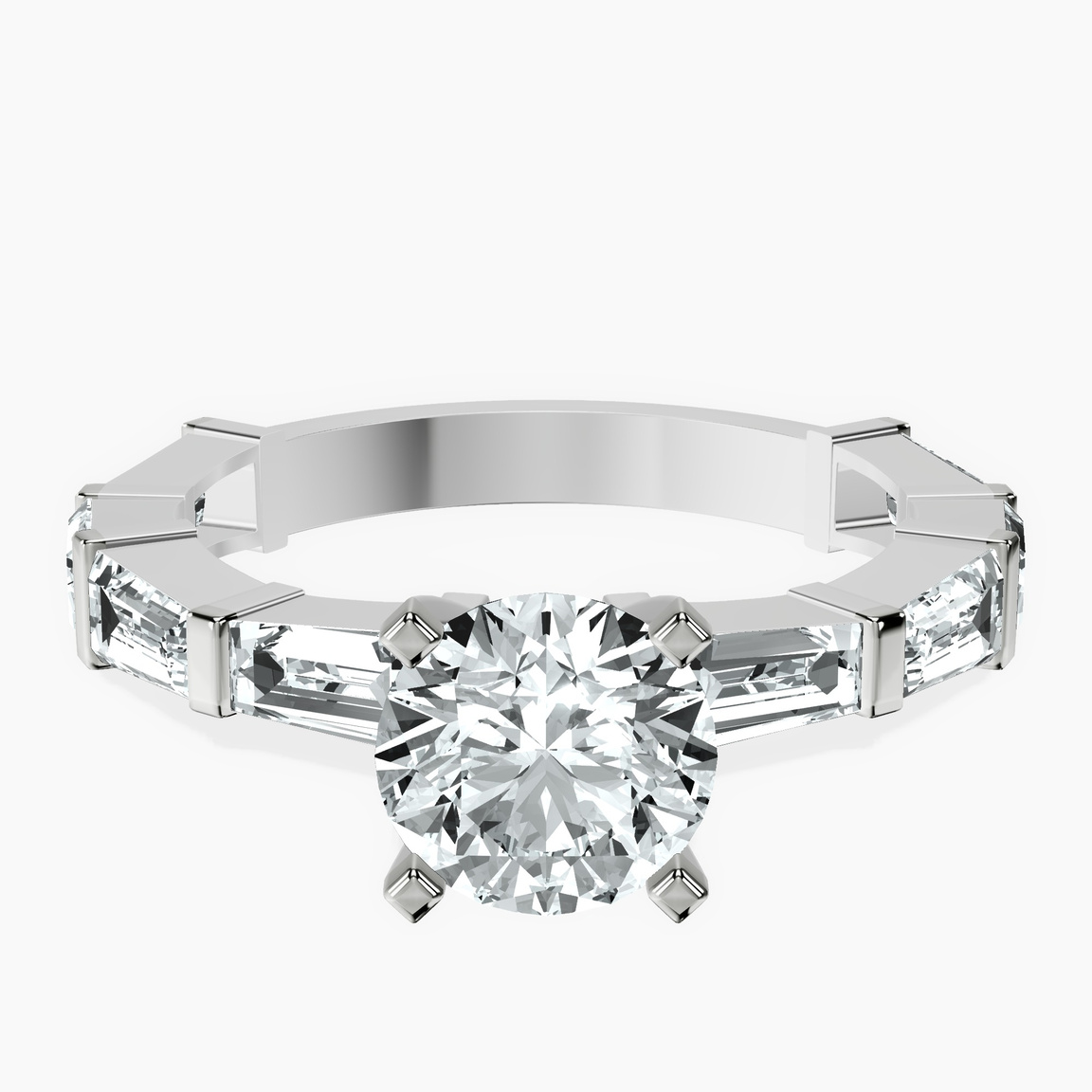 10kt White Gold Gizele Tapered Side Stone Lab Diamond Ring front image