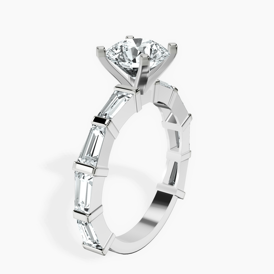 9ct White Gold Gizele Tapered Side Stone Lab Diamond Ring standing product image one