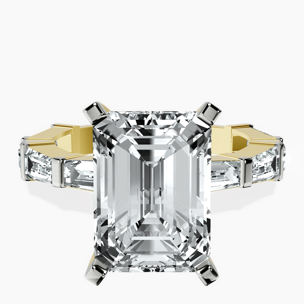 18kt Yellow Gold Gizele Tapered Side Stone Lab Diamond Ring front image