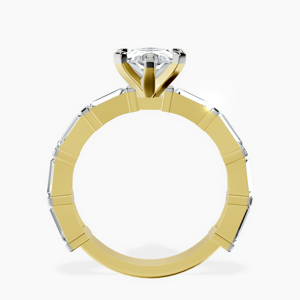 18kt Yellow Gold Gizele Tapered Side Stone Lab Diamond Ring side right image one