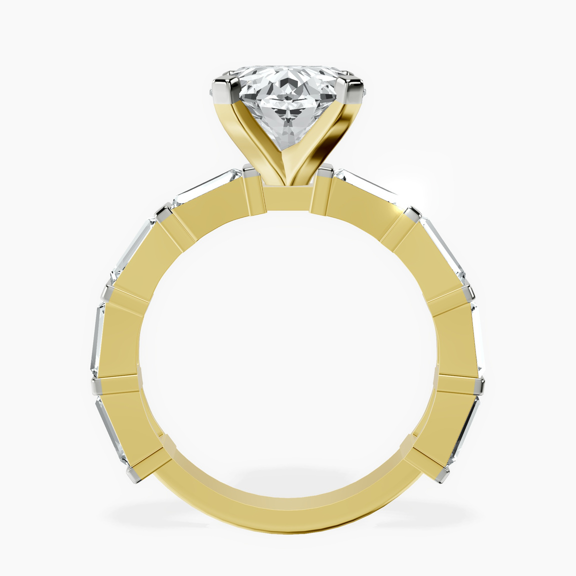 10kt Yellow Gold Gizele Tapered Side Stone Lab Diamond Ring side right image one