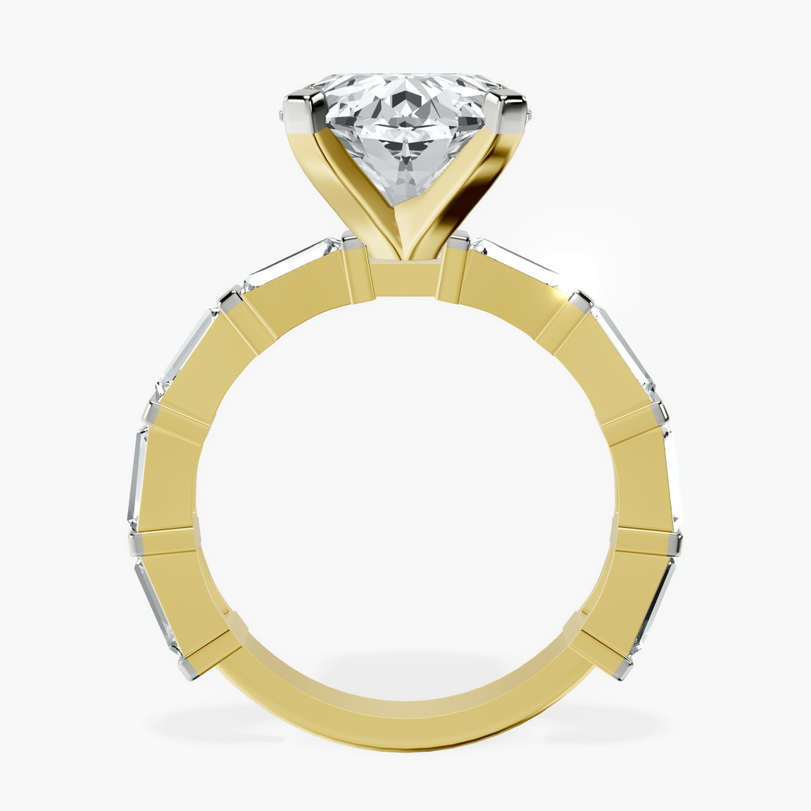 18kt Yellow Gold Gizele Tapered Side Stone Lab Diamond Ring side right image one