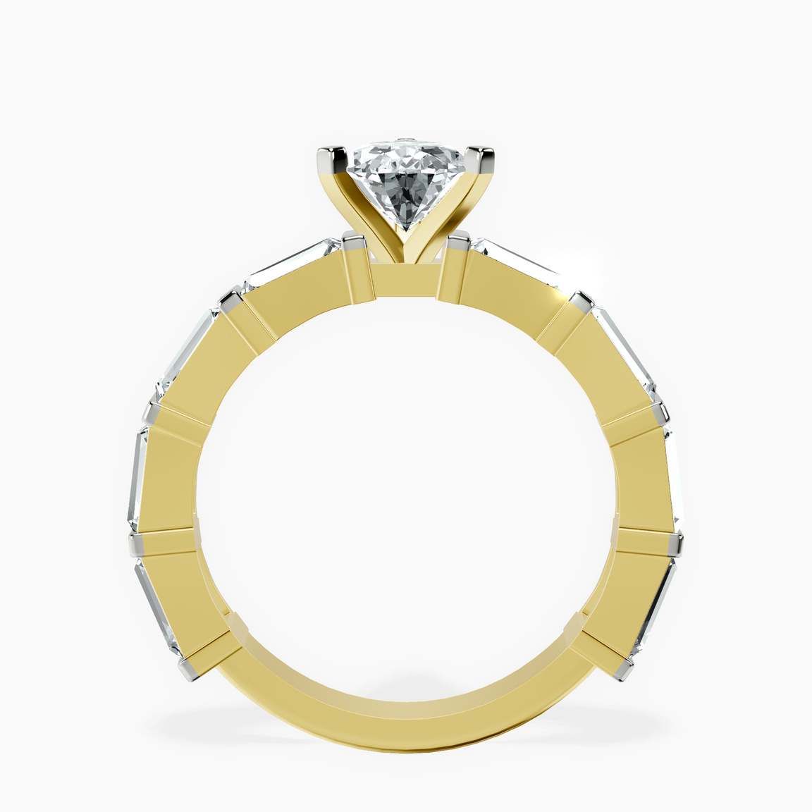 18kt Yellow Gold Gizele Tapered Side Stone Lab Diamond Ring side right image one