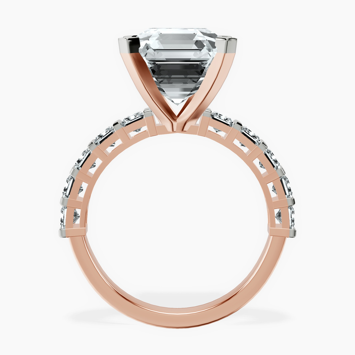 10kt Rose Gold Keziah Side Stone Princess Lab Diamond Ring side right image one