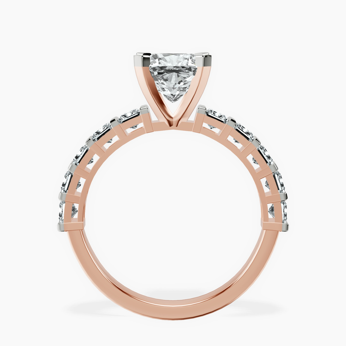 9ct Rose Gold Keziah Side Stone Princess Lab Diamond Ring side right image one