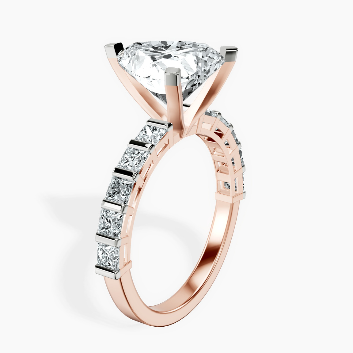 14kt Rose Gold Keziah Side Stone Princess Lab Diamond Ring standing product image one