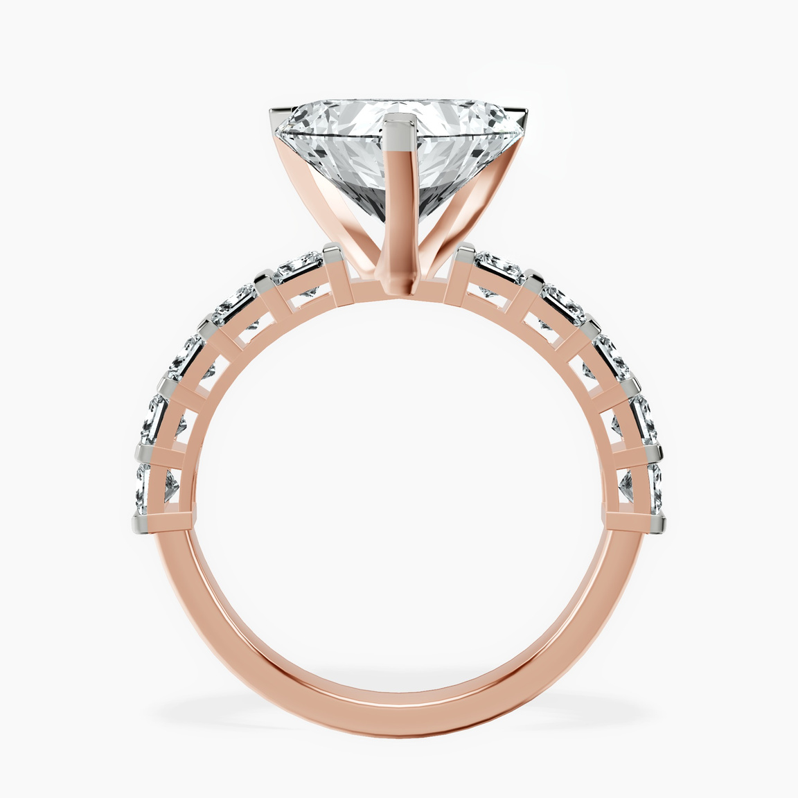 14kt Rose Gold Keziah Side Stone Princess Lab Diamond Ring side right image one