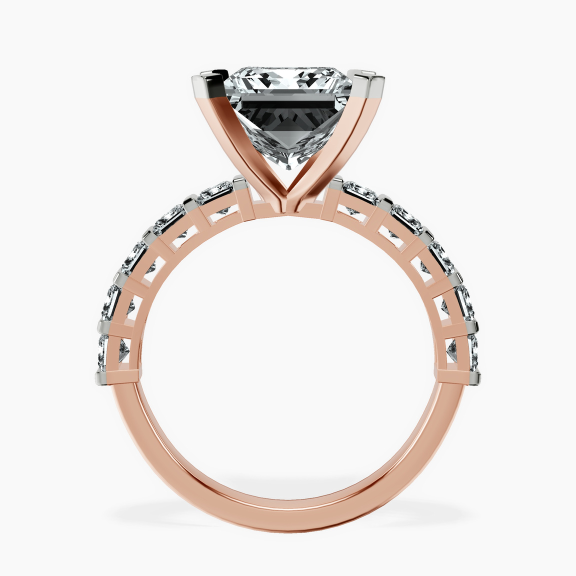 18kt Rose Gold Keziah Side Stone Princess Lab Diamond Ring side right image one