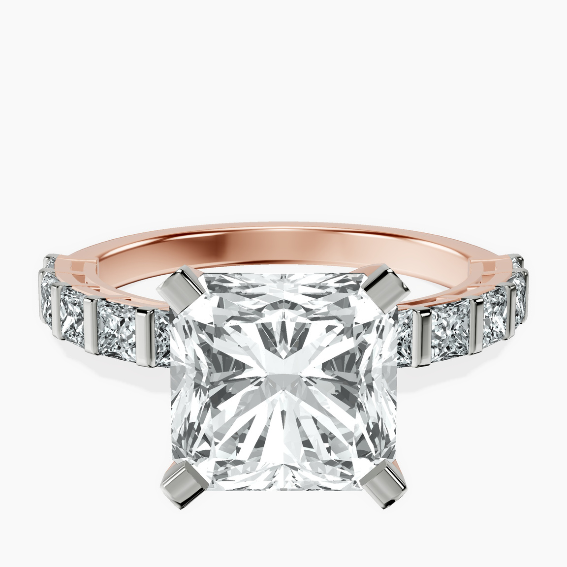 14kt Rose Gold Keziah Side Stone Princess Lab Diamond Ring front image